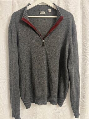 CP Grey Half-Zip Sweater with Red Trim